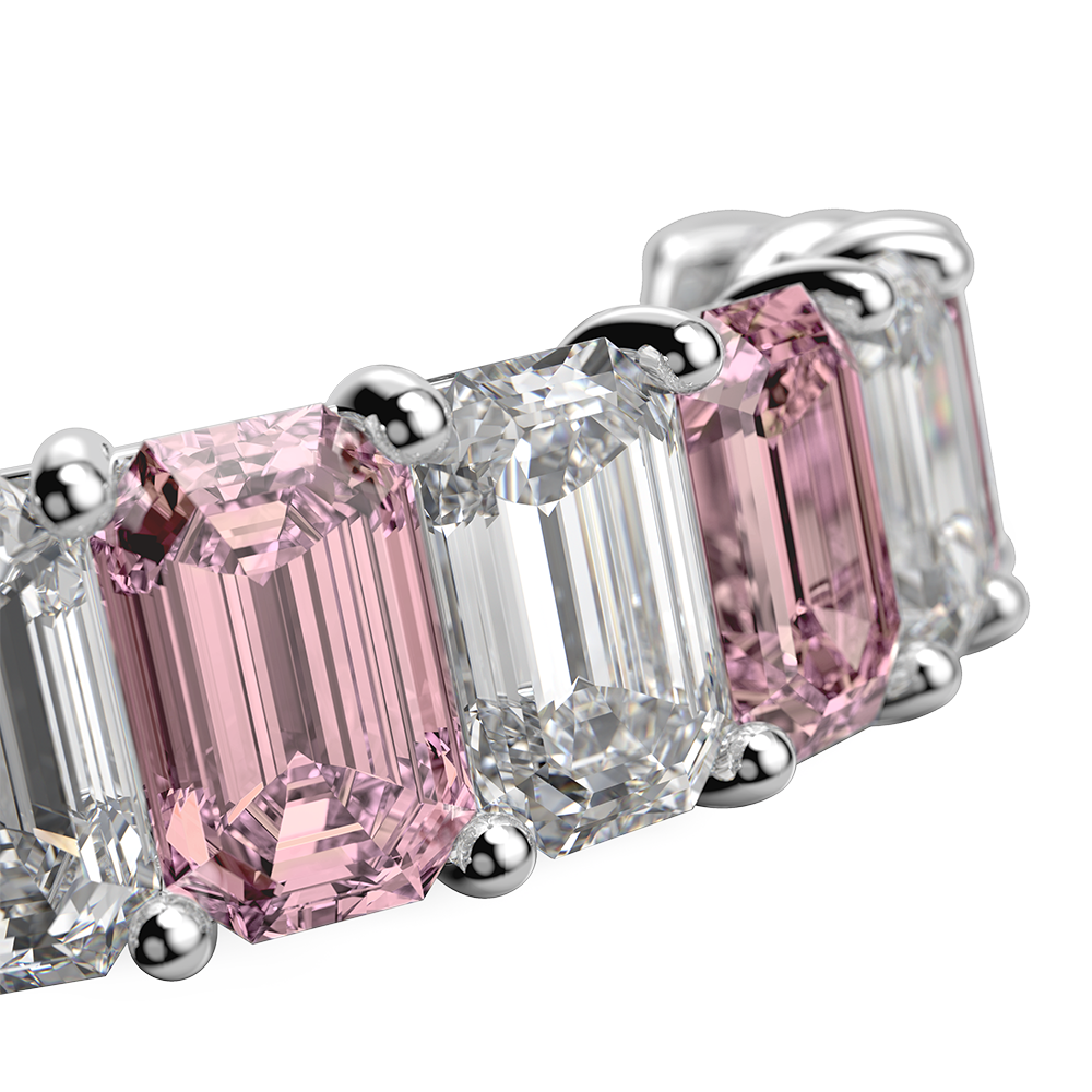 白金鑽石和粉色寶石耳環