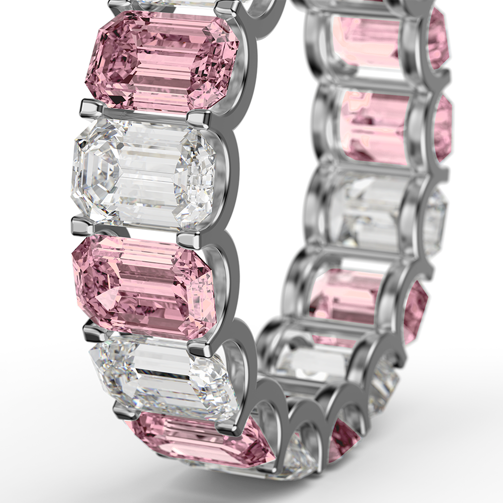 白金鑽石和粉色寶石戒指