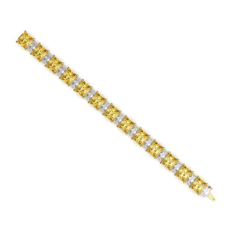 18K White Gold Rectangular Diamond Bracelet