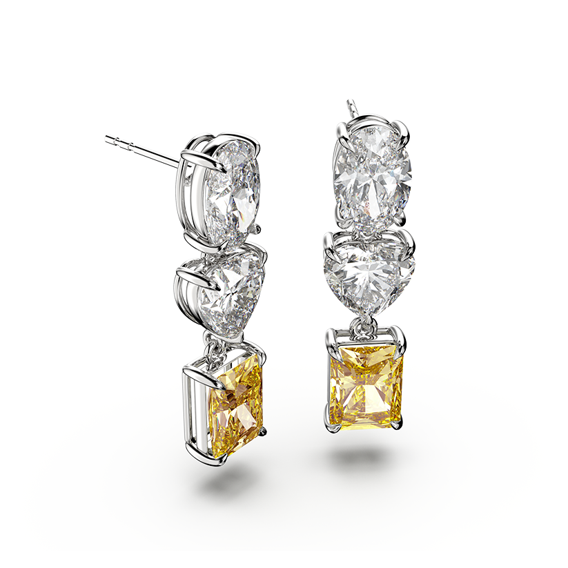 Zweifarbige Diamantohrringe mit drei Schliffarten