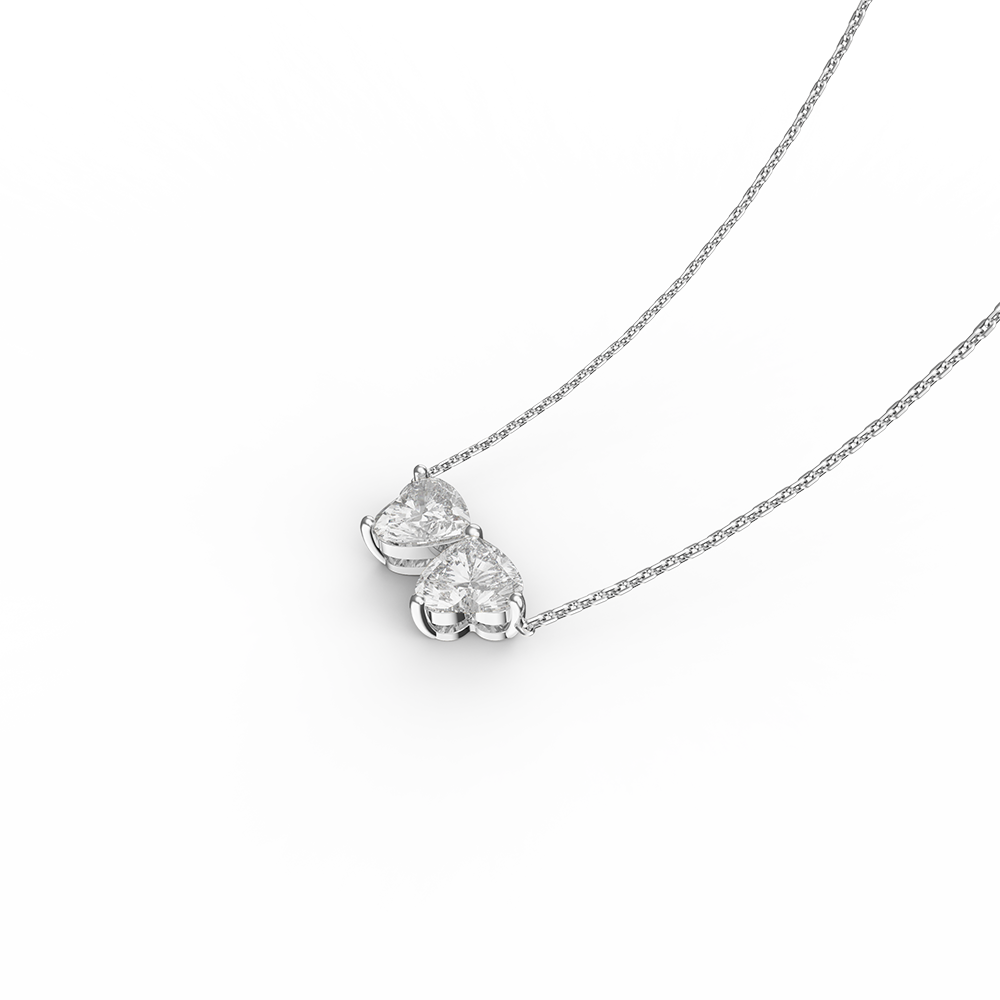 Platinum Butterfly&Heart-shaped Necklace