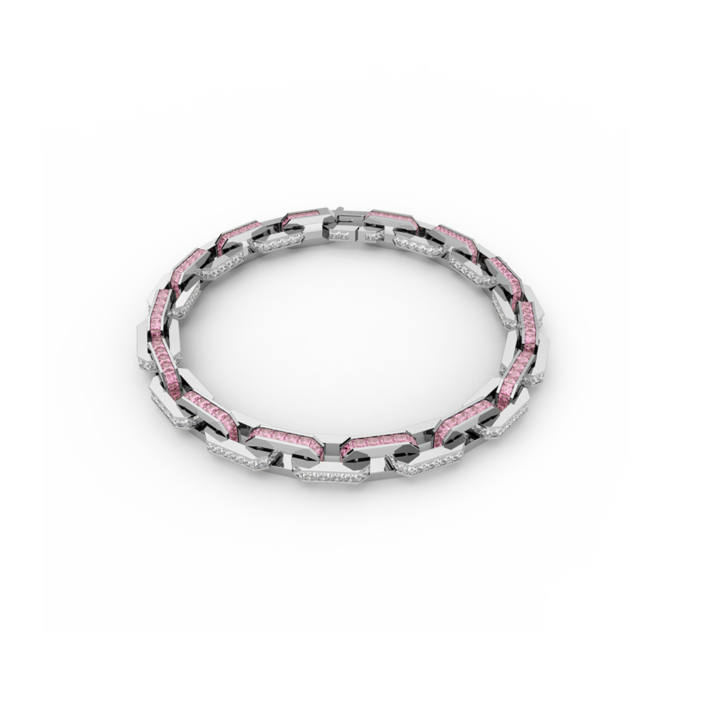 White Gold Diamond and Pink Gem Bracelet