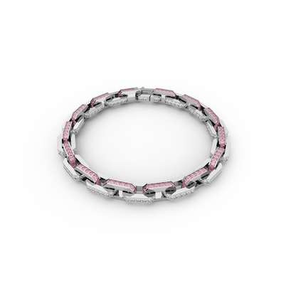 White Gold Diamond and Pink Gem Bracelet