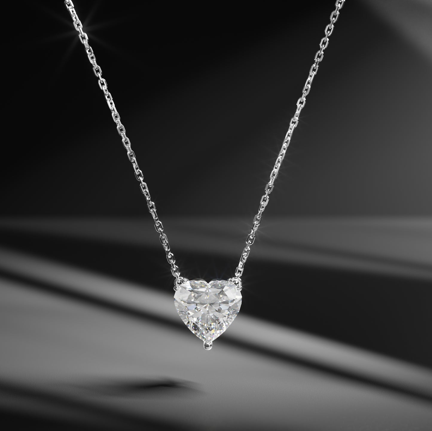 White Gold 3 Carat Heart-shaped Necklace