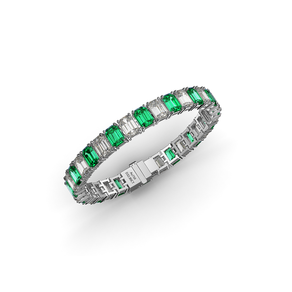 White Gold Emerald and Diamond Bracelet