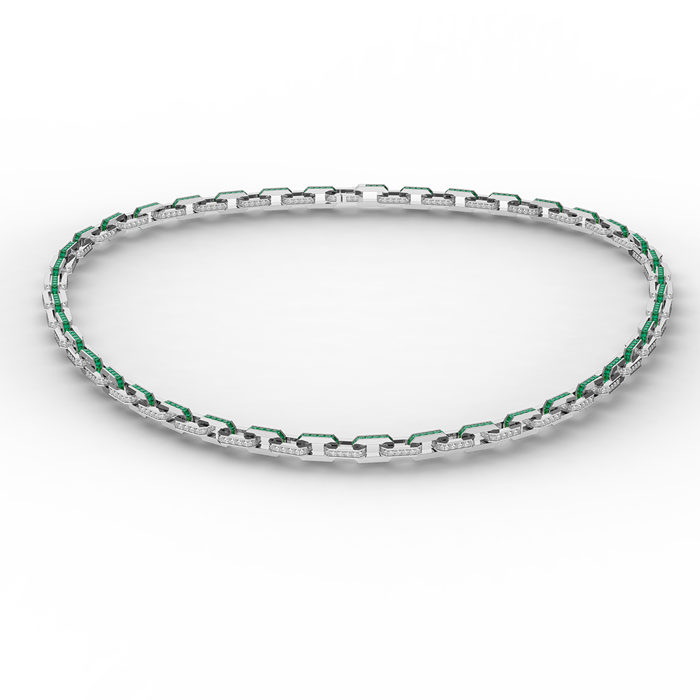 Platinum Necklace(Colorless and Emerald)