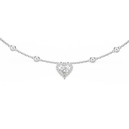 白金 3 克拉圍鑲心形泡泡項鏈