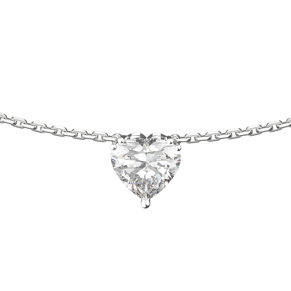 White Gold 3 Carat Heart-shaped Necklace