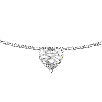 White Gold 3 Carat Heart-shaped Necklace