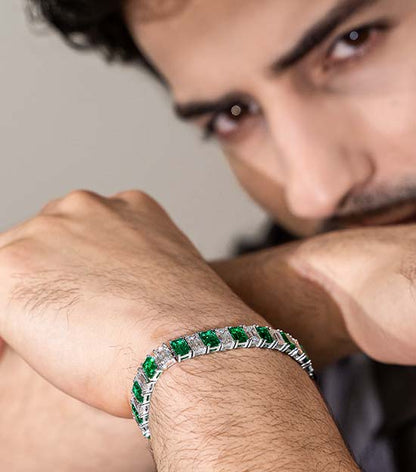 White Gold Emerald and Diamond Bracelet