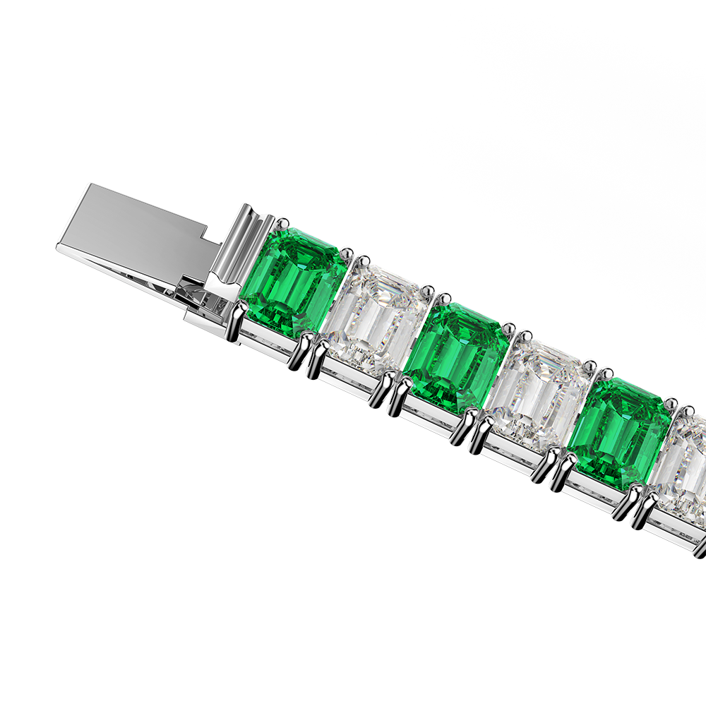 White Gold Emerald and Diamond Bracelet