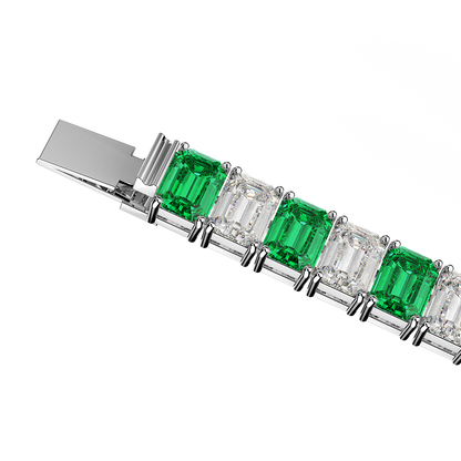 White Gold Emerald and Diamond Bracelet