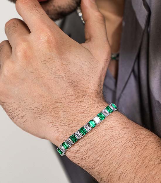 White Gold Emerald and Diamond Bracelet