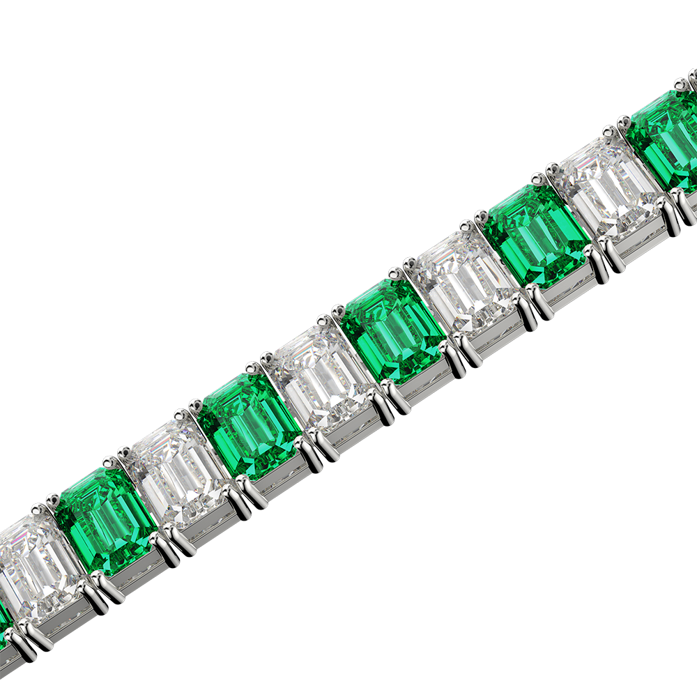 White Gold Emerald and Diamond Bracelet