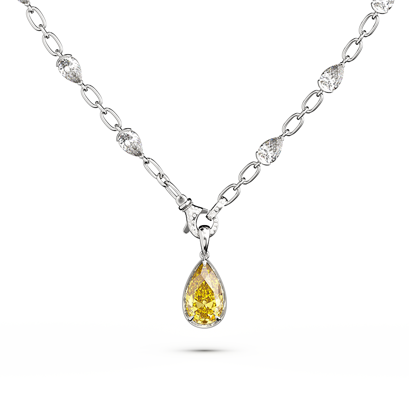 Gelbe Diamantkette mit Birnenschliff