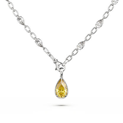Gelbe Diamantkette mit Birnenschliff