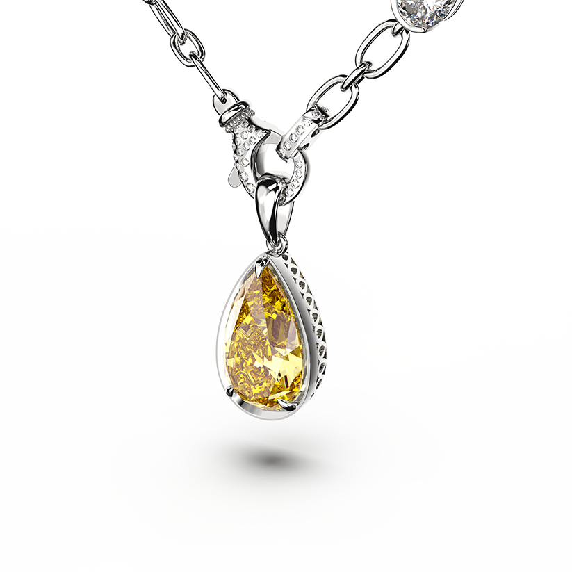 Gelbe Diamantkette mit Birnenschliff