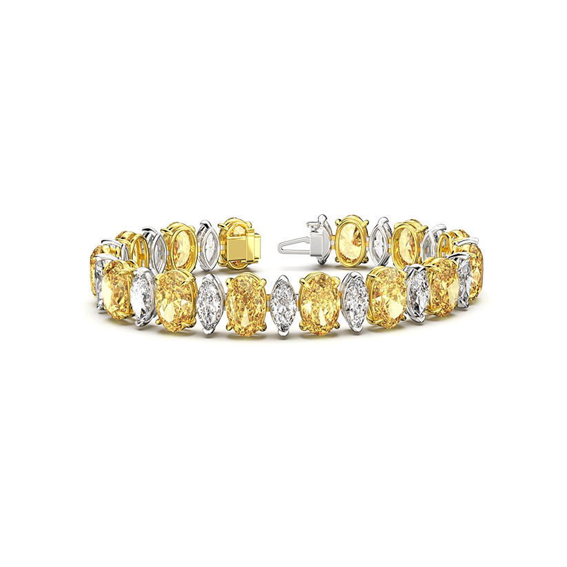 Weißgold Armband mit ovalen Marquise Diamanten
