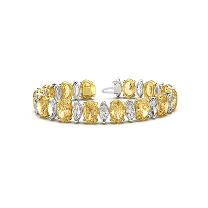 Weißgold Armband mit ovalen Marquise Diamanten