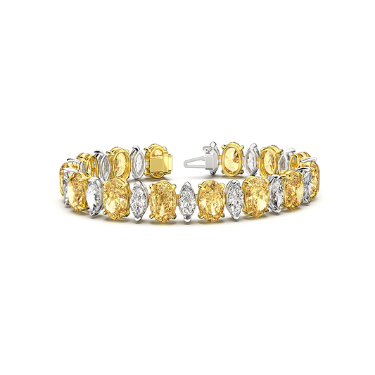 Two Tone Dual Cut Diamond Bracelet
