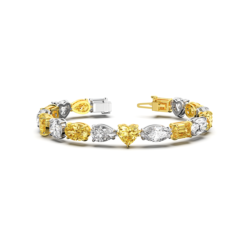 Weißgold Diamantarmband in verschiedenen Schliffformen