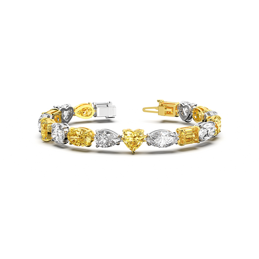 Two Tone Multi Cut Diamond Bracelet