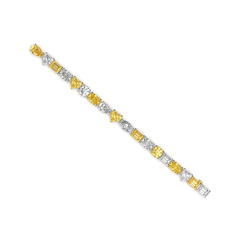 Weißgold Diamantarmband in verschiedenen Schliffformen