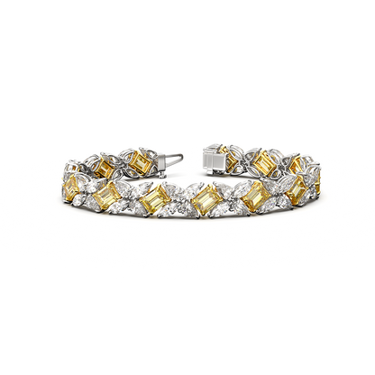 Zweifarbiges Diamantarmband mit drei Schliffarten