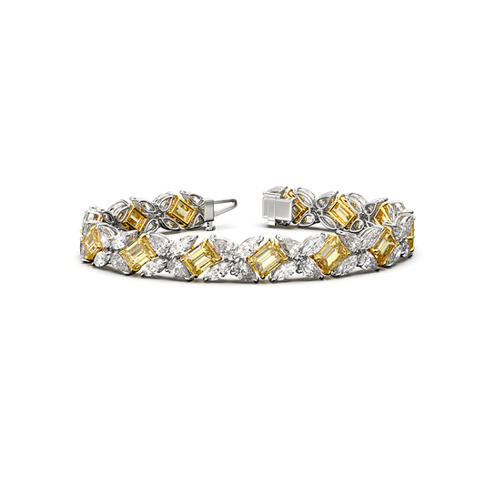 Two Tone Three Cut Diamond Bracelet