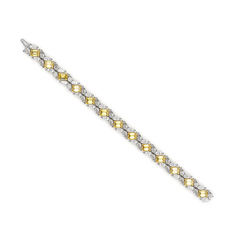 Zweifarbiges Diamantarmband mit drei Schliffarten