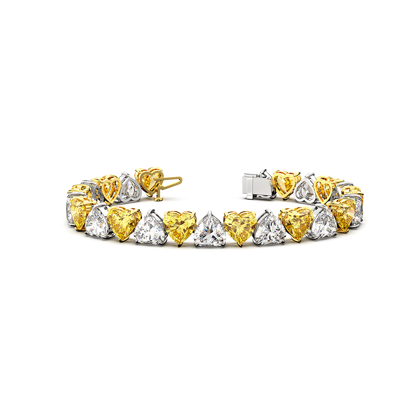 Two Tone Heart Cut Diamond Bracelet