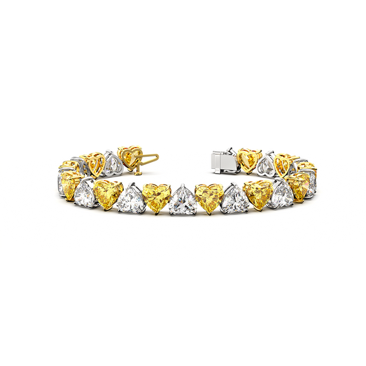 Two Tone Heart Cut Diamond Bracelet