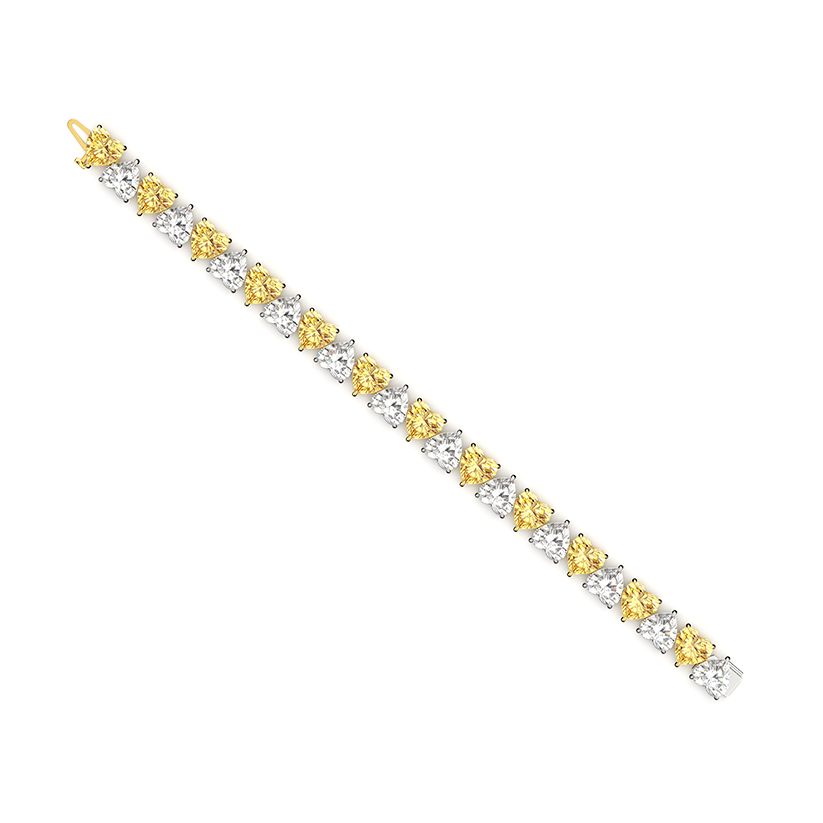 Two Tone Heart Cut Diamond Bracelet