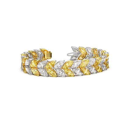 Zweifarbiges Diamantarmband mit Marquiseschliff