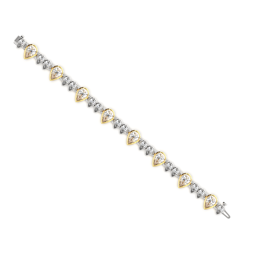ペアシェイプカット ホワイトダイヤモンドブレスレット