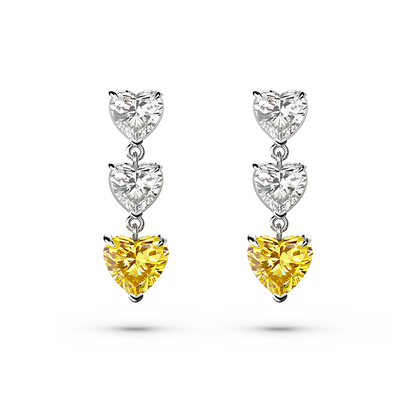 Two Tone Heart-Cut Diamond Earrings