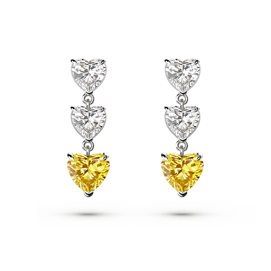 Two Tone Heart-Cut Diamond Earrings