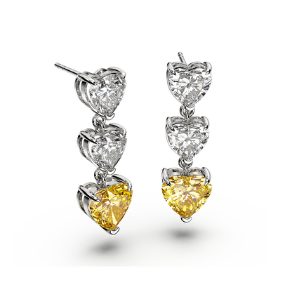 Two Tone Heart-Cut Diamond Earrings