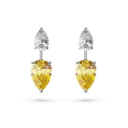 Zweifarbige Diamantohrringe mit Birnenschliff