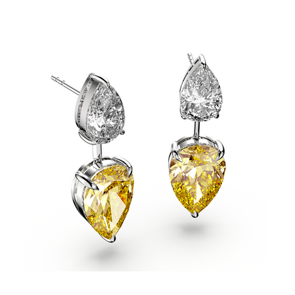Zweifarbige Diamantohrringe mit Birnenschliff