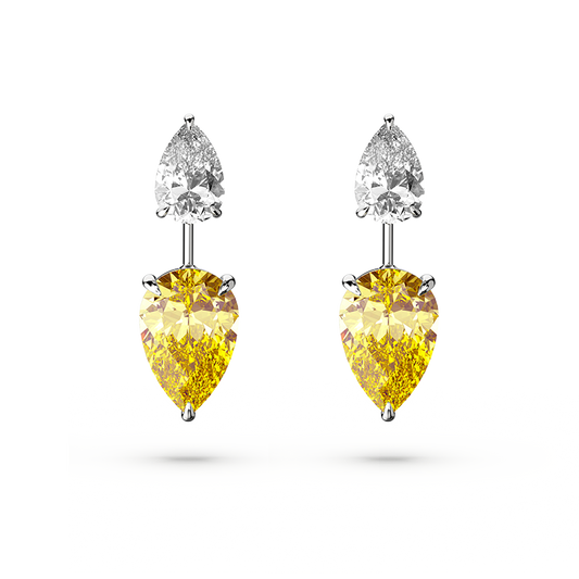 Zweifarbige Diamantohrringe mit Birnenschliff