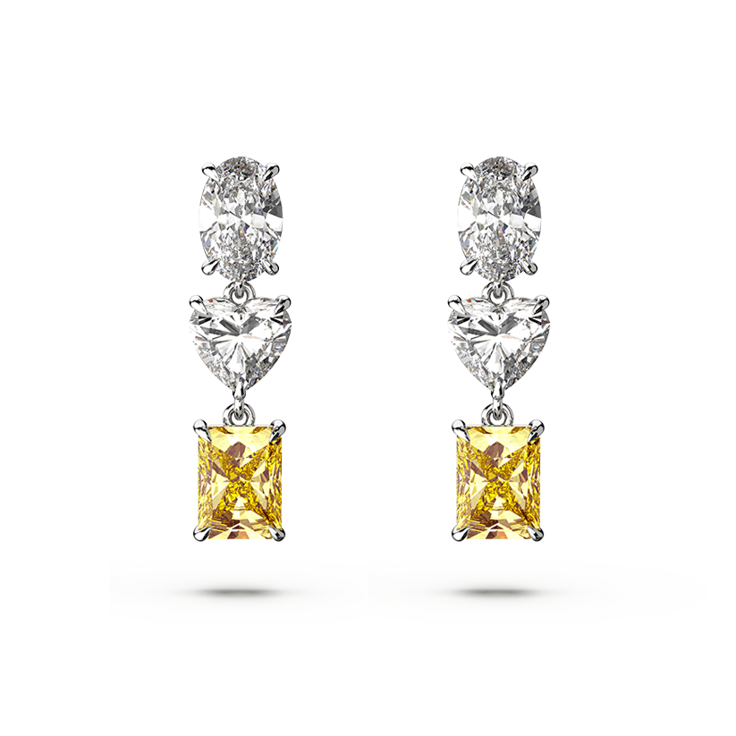 Zweifarbige Diamantohrringe mit drei Schliffarten