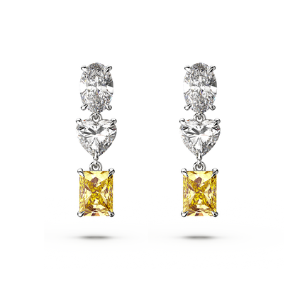 Zweifarbige Diamantohrringe mit drei Schliffarten