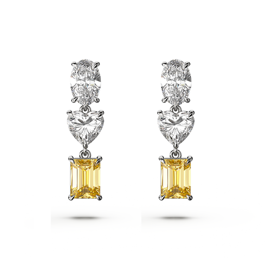 Two Tone Three Cut Diamond Earrings