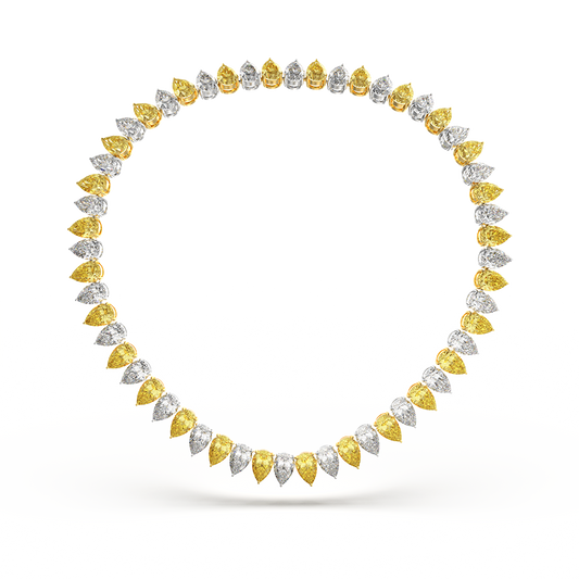 18K White Gold Pear-shaped Diamond Necklace