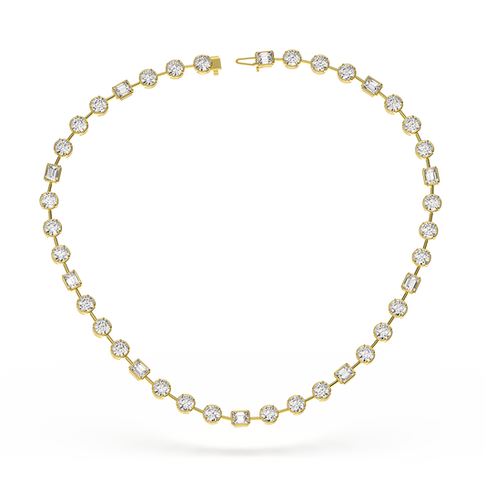 Emerald Cut Diamond Collet Setting Necklace