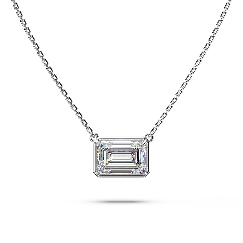 Weißgold Halskette mit Diamant im Smaragdschliff