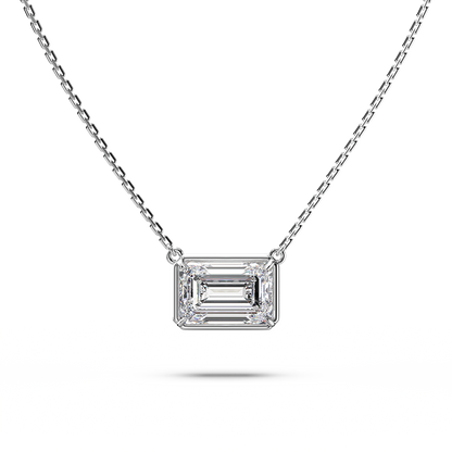 Weißgold Halskette mit Diamant im Smaragdschliff
