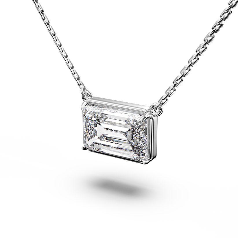 Weißgold Halskette mit Diamant im Smaragdschliff
