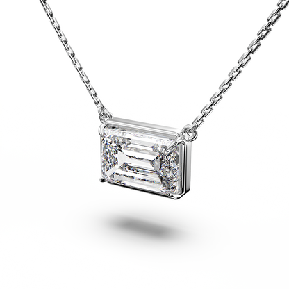 Weißgold Halskette mit Diamant im Smaragdschliff